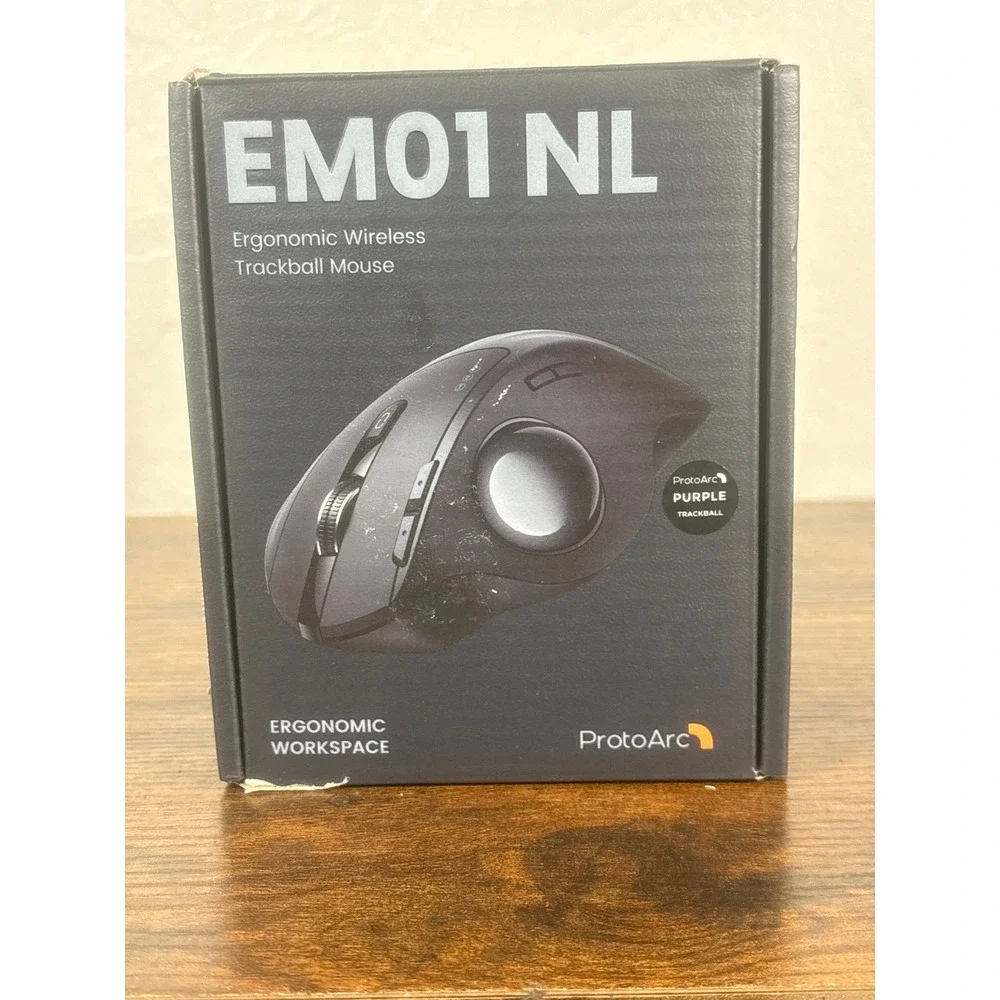 ProtoArc EM01 NL Ergonomic Wireless Trackball Mouse Purple Ball‎ Bluetooth 2.4G